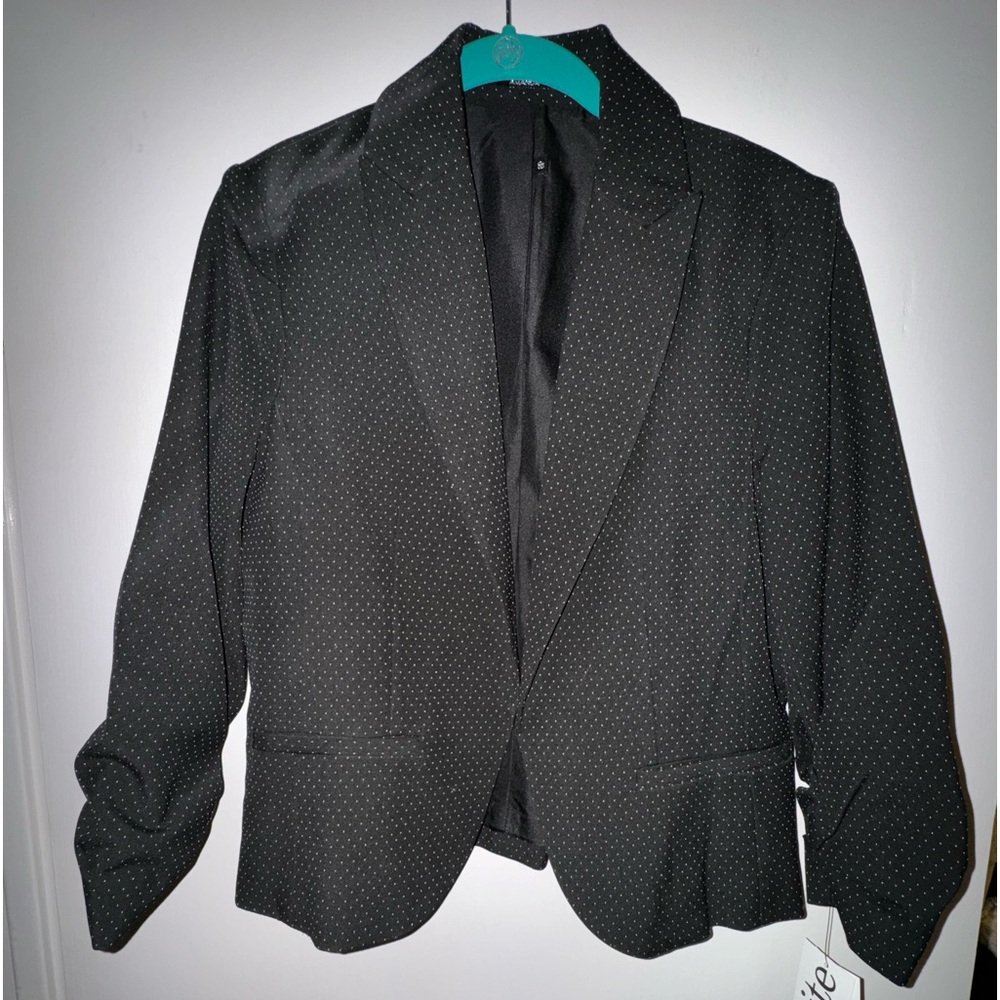 Amanda & Chelsea blazer black with polka dots petite size 8p *NWT*
